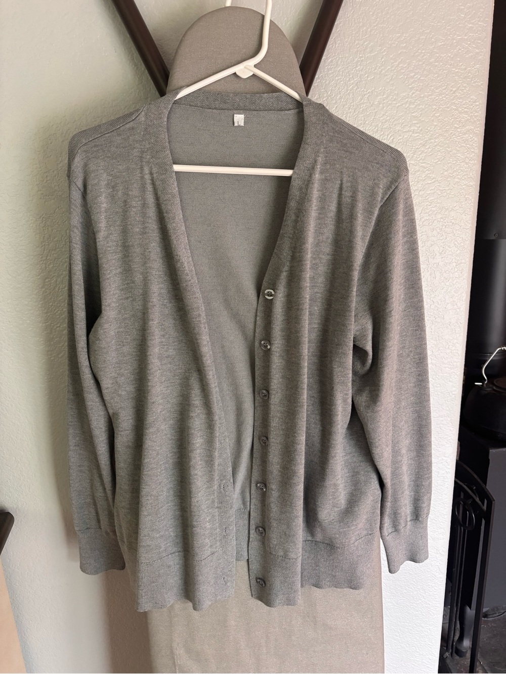 Lightweight Gray Button-Up Cardigan Sweater